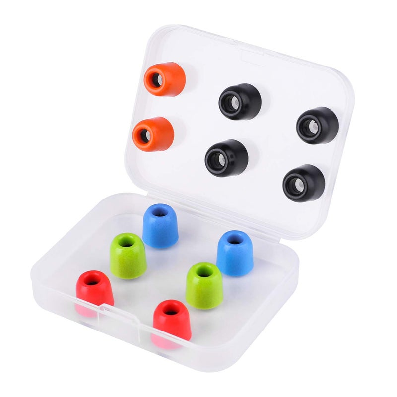 LUDOS Comfy Earbuds Replacement Memory Foam Ear Tips for Ear Buds and Earphones, with Color Red Green Orange Blue Eartips, Washable, Isolates from Outside Noise, Extra Resistant, Size 4.9mm Earpads - Image 1